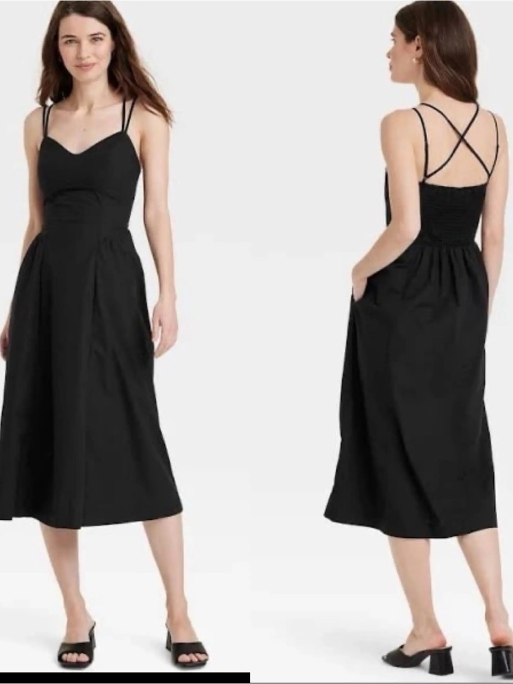 EUC a new day by Target Black Strappy Midi Dress  Size Large